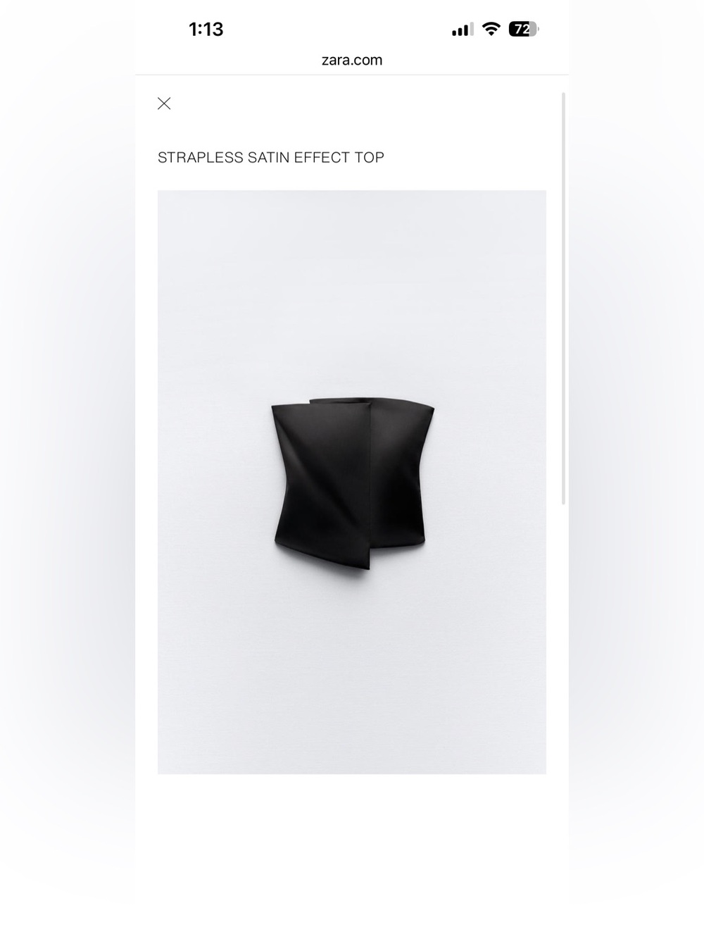 Zara Black Satin Asymmetric Strapless Top